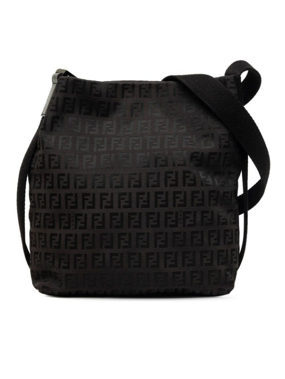 Fendi Zucchino Crossbody Shoulder Bag Brown Black Canvas Leather
